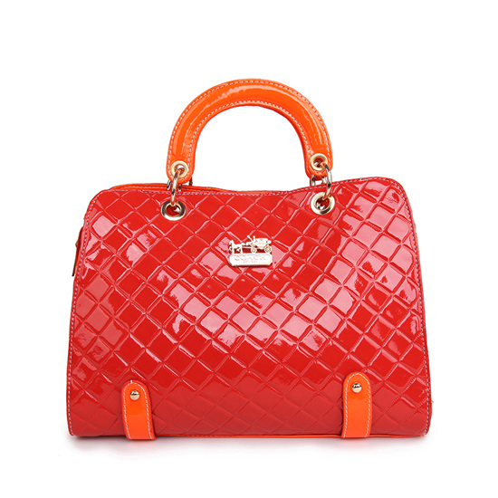 Coach Rhombus Medium Red Satchels BSQ - Click Image to Close